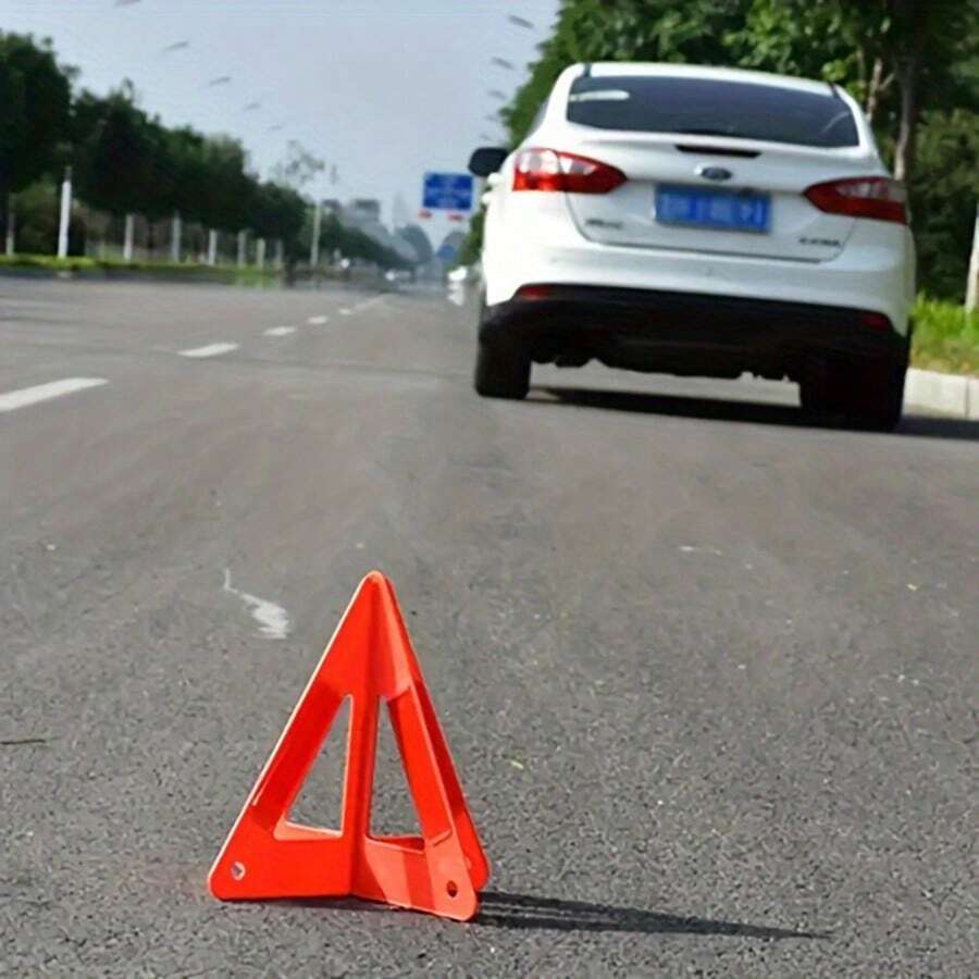 2 sztuki odblaskowych trójkątów ostrzegawczych do samochodu o wysokiej widoczności – tworzywo sztuczne, akcesoria zewnętrzne