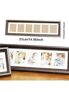 Collage Picture Frames Wall Hanging Long Multiple Wood Picture Frame 6 Opening Multi Photo Frame Acrylic Screen Horizontal Vertical Decor (Walnut) Suitable For Family Photos, Graduation Photos, Anniversaries, Baby Record Photos Ect. - Quả óc chó - Xem 8