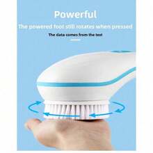 Waterproof Electric Shower Brush With Long Double-Handle Power Multi-Head Rechargeable 2 Speed Settings For Cleaning Exfoliation And Skin Massage Ideal For Children - trắng - Xem 5