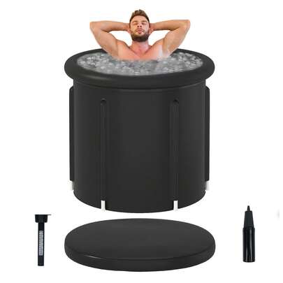 Advwin Bañera de Hielo Portátil 80 X 75cm 376L Multicapa Plegable Bañera de Inmersión en Frío