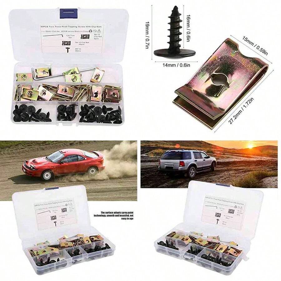 Tornillos De Defensas, Universales Para Carrocera De Proteccin M5x16mm, Sujetador De Retenedor De Revestimiento De Parachoques, Tornillo De Guardabarros Automotriz Con Tuercas De Clip Y Llave - como se muestra en la figura - Ver 1