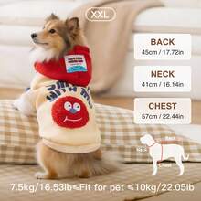1pc Cute Dog & Cat Hoodie, Red Holiday Pullover Sweatshirt, Suitable For Christmas And Holiday Wear, Warm And Comfortable, Fit For Small, Medium And Large Pets, Indoor/Outdoor Photo Outfit Gift, New Year Pet Hooded Sweatshirt - Multicolor - View 9