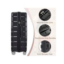 MERAX Hardshell Luggage Set 3 Piece Durable ABS+PC Travel Suitcase With Spinner Wheels For Men Women 20/24/28 Inch Black - Negro - Ver 6