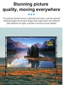 YJMOYE 120-Inch 16:9 4K High Definition Indoor/Outdoor Portable Projection Screen, All-Metal Frame No-Wrinkle Front/Rear Projection Screen, With Storage Bag, Suitable For Home Theater And Outdoor Movie Viewing - White - View 8