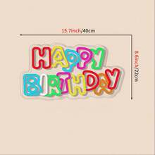 1个生日快乐LED霓虹灯，节日墙面装饰，带调光开关的霓虹灯，家庭派对宿舍墙面装饰，USB供电，适用于生日派对主题