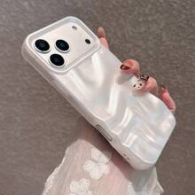 Premium Minimalist Faux Pearl White 3D Wave Pattern Phone Case Compatible With IPhone 17 Pro Max/17 Pro/17 Air/17/16 Pro Max/16/16 Pro/16 Plus/15/15 Pro Max/15 Pro/11/12/13/14 Pro Max/11 Pro/11 Pro Max/12 Pro/12 Pro Max/13 Pro/13 Pro Max/14 Pro/14 Pro Max/16 Pro Max/16/16 Pro/16 Plus/12 Mini/13 Mini/16E, Soft Shell, Minimalist & Creative - Premium Pearl White - View 3