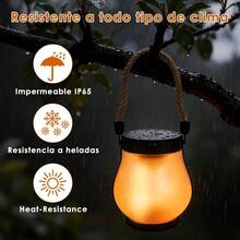 CYPNLinterna de Faroles Solares con Efecto Llama para Jardín Linternas Colgantes Impermeables IPX4 2 Modos con Carga Solar y USB Decoración para Patio Porche y Camping 2 PiezasFashion - 214251911 - Ver 5