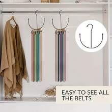 1pc Multifunctional Belt Hanger, Stainless Steel Solid Metal Coated Storage Organizer For Tie, Scarf, Belt Hangers 26EP - màu đen - Xem 8