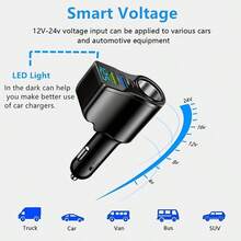Charger Mobil USB+C 4-in-1, Adaptor Mobil Multi-USB, Distributor Soket dengan 2 Port USB, Adaptor Charger Mobil Cepat 12V/24V Dual USB Plus Type-C PD, Cocok untuk Berbagai Pengisian Daya Ponsel - Aksesori Mobil Penting untuk Pengemudi, Hadiah Liburan untuk Pria - Satu-Ukuran - View 6