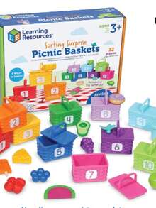 Learning Resources Sorting Surprise Picnic Baskets - 32 Piezas, Edades 3+ Juguetes Educativos para Niños, Desarrolla Reconocimiento de Numeros y Colores - Multicolor - Ver 5