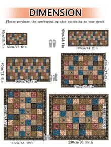 1 tấm thảm nhung pha lê in họa tiết retro, kích thước lớn, mềm mại và thân thiện với da, phù hợp cho phòng khách, phòng ngủ, nhà bếp, phòng tắm, hành lang, dùng để trang trí và có thể giặt máy. - Nhiều màu - Xem 3