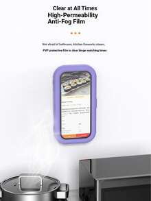 1pc White Bathroom Phone Case, Square Waterproof For Watching Videos In Bathroom & Kitchen - White - View 5