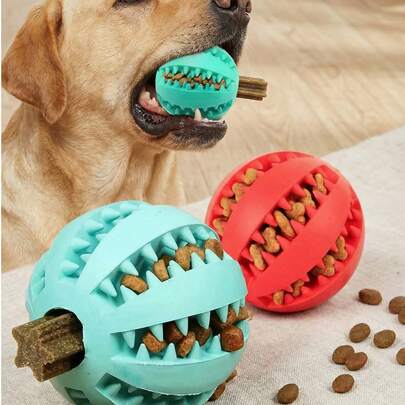PETSIN 1pc Dog Toy Ball Interactive Rubber Ball Chew Toy For Small Dogs Dental Cleaning Ball Pet Food Feeder Silicone Ball Toy
