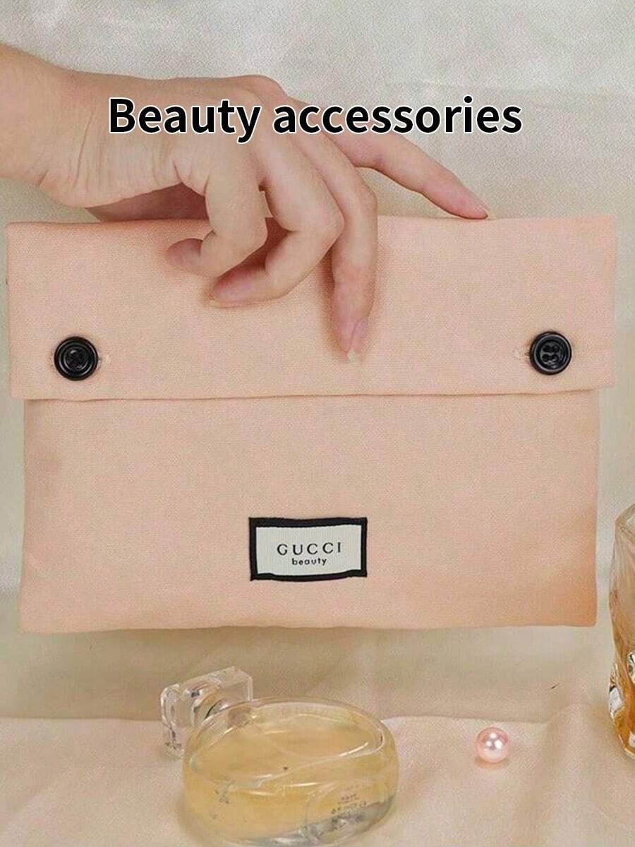 Gucci 8.5" X 6" X 2" Pink Canvas Cosmetic Bag, Sweet Style - Pink - View 1