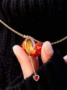 rundraw 1件新款可打开篮球流苏心形独特时尚铜质吊坠项链，适合情人节、派对、篮球场、日常穿搭配饰，是节日和周年纪念日送给朋友和爱人的最佳礼物。 - 彩色 - 查看 1