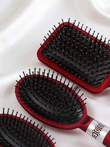 Brodark 5pcs Red Air Cushion Comb Cylinder Brush, Includes 2 Golden Hair Ties, Suitable For Men And Women Daily Use - Red - View 3