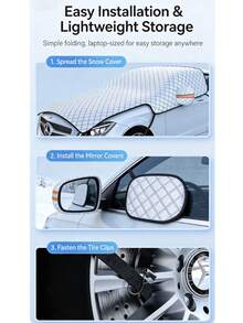 1pc All-Weather Durable Windshield Cover. This Car Cover Is Made Of Thickened Material With Functions Of Sunshade, Hail Protection, Snow Protection, Waterproof, Dustproof And UV Protection. Easy To Install, Suitable For All Seasons. Especially Suitable For Driving On Snowy Roads In Winter To Ensure Driving Safety.