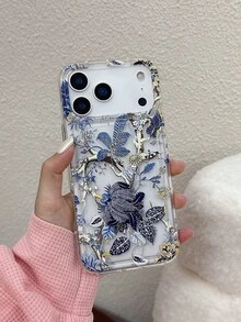 4-In-1 Set (1pc Shock-Proof Phone Case + 2pcs Data Cable Protectors + 1pc UK Plug Charger Adapter Cover) With UV Printed Blue Flower Pattern, Compatible With Apple 7/8/7+/8+/X/XS/XR/XSMax/11/11Pro/11ProMax/12/12Pro/12ProMax/12Mini/13/13Pro/13ProMax/13Mini/14/14Pro/14Plus/14ProMax/15/15Pro/15Plus/15ProMax/16/16RRO/16Plus/16ProMax/17/17Pro/17ProMax/Air Phones - Multicolor - View 4