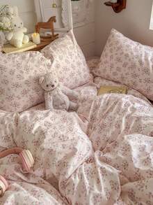 Bộ ga trải giường 3 món bằng polyester in họa tiết hoa tối giản, phù hợp cho phòng ngủ tập thể nam/nữ, có khóa kéo, dùng được cả bốn mùa, mềm mại và thoáng khí, phù hợp với giường ký túc xá, giường đơn, giường đôi, giường cỡ lớn, có thể giặt máy (1 vỏ chăn, 2 vỏ gối, không kèm ruột chăn) - Nhiều màu - Xem 7