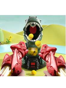 Movable Dinosaur Shooting Toy For Kids 3 4 5 6 7+ Years, 2 Air Pump Guns & 48 Foam Balls, LED Score + Spray Sound, T-Rex Target Game - Green - View 3