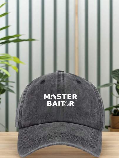 1顶男女通用户外“MASTER”印花棒球帽 - 可调节设计，适合徒步旅行、登山、旅行和户外运动