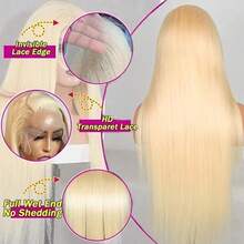 36 Inch 613# Blonde Lace Front Wig Human Hair Brazilian Virgin Straight Lace Front Wigs Human Hair 250% Density Colored Human Hair Wig 13x4 HD Lace Frontal Wig For Women 613# Colored Pre Plucked With Baby Hair Natural Hairline - S613 - 查看 8