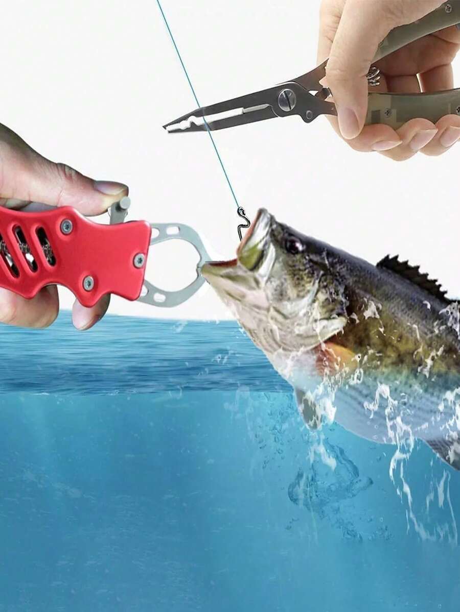 1 Pieza De Pesca De Calidad - Durable Acero Inoxidable Tackle Y Cortador De Línea, Cuchillas Afiladas, Controlador De Plástico Y Pinzas De Acero Inoxidable Tackle, Control De Pescado De Acero Inoxidable, Ideal Para Acampar, Pesca, Viene Con Accesorios De Pesca Herramientas De Reparación. Fácil De Llevar, Se Puede Colocar En La Bolsa De Pesca Y Caja De Herramientas. Herramientas De Pesca Y Accesorios Para Una Pesca Fácil Y Práctica, Asequible Y De Alta Calidad. - Rojo - Ver 1