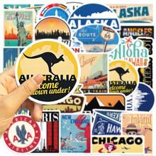 30pcs Retro World Landmarks Stickers Laptop Bicycle Guitar Skateboard Sticker DIY Graffiti Waterproof Stickers - Multicolor - View 5