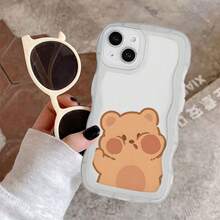 1pc Minimalist Brown Bear Design Transparent Shockproof Protective Phone Case, Suitable For IPhone 17/17 Pro/17 Pro Max/17 Air/16/11/16 Pro/16 Plus/16 Pro Max/16e/15 Pro Max/13/14/12/11/7G/8P, S25/S24, Fashionable Choice For Users - Clear - View 2