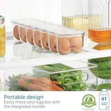 InterDesign Fridge/Freeze Binz Envase para Huevos, huevera de plstico apilable para 14 Huevos, Caja de Huevos, Transparente - transparente+14 huevos+set de 1+envase para huevos - Ver 5
