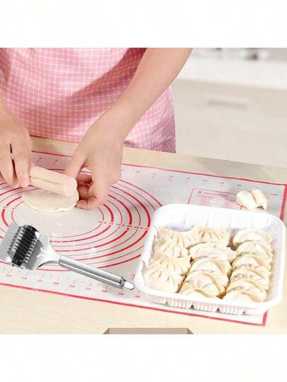 Platinum Silicone Kneading Mat, Thickened Non-Slip Non-Stick Dough Mat For Baking, Heat-Resistant Home Kitchen Kneading Mat, Professional Pastry Rolling Tool. Stainless Steel Pasta Cutter, Noodle Cutter