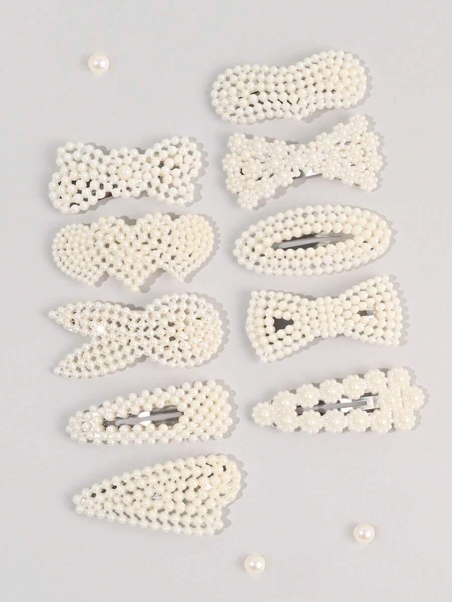 10pcs Pearl Hair Clips For Girls For Daily Life - Multicolor - View 1