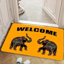 1pc 2D Flat Flannel Premium Flannel + 0.43inch Thick + Non-Slip Backing Welcome Mat With Lucky Elephant Playing Pattern, Anti-Slip Mat, Ultra-Comfortable Flannel Mat For Indoor And Outdoor Doorways, Living Room, Bedroom, Laundry Room, Available In Various Sizes, Machine Washable And Fade-Resistant, Suitable For Multiple Scenarios.Home Decor Accessory To Make Your Space More Interesting! - Multicolor - View 7