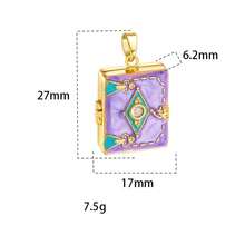 1件DIY珠宝项链吊坠，独特设计高端创意时尚彩色珐琅照片盒铜镀金项链吊坠，女士时尚手工礼物 - 方形可開合 - 查看 11