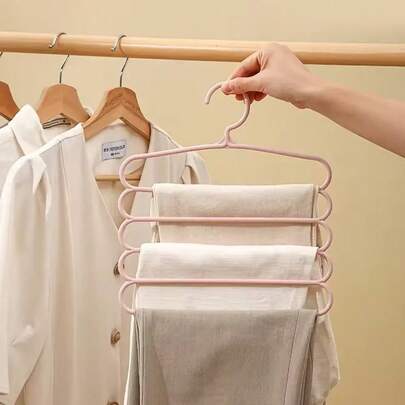 10 Parça 5 Katlı Yerden Tasarruf Sağlayan Pantolon Askısı, Yaratıcı Kaymaz Giysi Düzenleyici Raf - Kravat, Kemer ve Eşarplar İçin Kaymaz, Çok Amaçlı Gardırop Saklama Rafı