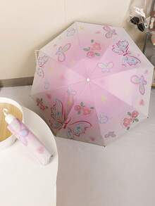 1 chiếc ô nhỏ gọn in hình bướm, ô che nắng gấp gọn chống tia UV dành cho nữ. - Như đã trình bày - Xem 12