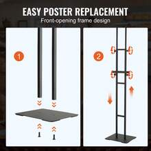 Poster Stand  Adjustable Height Up To 75   Double-Sided Heavy Duty Pedestal Sign Holder  Floor Standing Sign Holder Banner Stand With Shock-Absorbing Base For Display  For Board And Foam  Black - màu đen - Xem 6