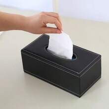 Luxury European Style Leather Tissue Box, PU Leather Car Tissue Holder, Minimalist Business Hotel Paper Napkin Box - Black and White - View 5