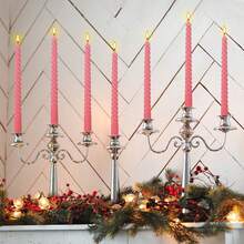 12 Pieces Of 10 Inch Spiral Wax, Non Dripping, Smoke-Free, Odorless, Suitable For Families, Weddings, Parties, Seasonal Celebrations, Emergencies, And Home Decor. Multiple Colors To Choose From, Lovers Can Save And Create A Romantic Atmosphere. - 粉色 - 查看 4