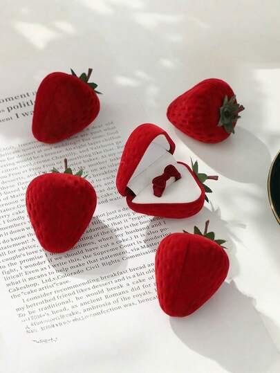 Bestselling Strawberry Ring Box, Cute Jewelry Box, Flocked Storage Box, Gift Box