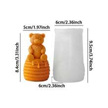1个3D蜜蜂熊硅胶模具 - 蜂窝纹理，可重复使用，易脱模，易清洗，适用于蜂蜡/大豆蜡蜡烛/石膏/环氧树脂蜡烛模具，情人节礼物，女士礼物，婚礼中心装饰品，早春装饰，DIY桌面摆件 - 白色 - 查看 12