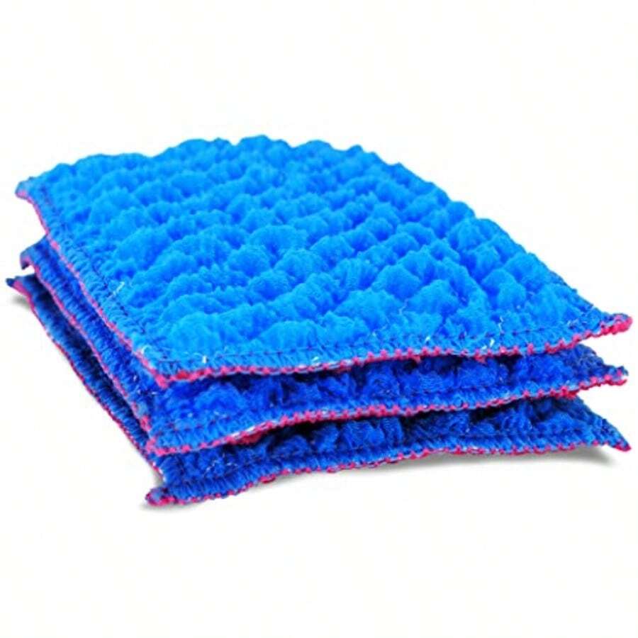 Durable Dish Cloth For Washing Dishes - Reusable Scouring Pad- Sponge Alternative For N-Scratch Cleaning - For Dishes Tiles Floor And Other Surfaces - Pack Of 3 - 藍粉紅色 - 查看 1