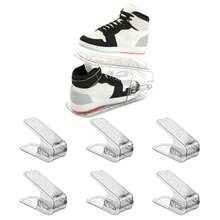 CYPNOrganizador de Zapatos Apilable6 Piezas ranuras ajustables para zapatos apilador de zapatos de doble capa Con textura antideslizante organizador para ahorro de espacio para estantes del ArmarioFashion - Transparente - Ver 1