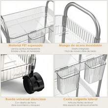 4-Tier Rolling Storage Trolley – Transparent Acrylic Organizer with 4 Hanging Baskets for Living Room, Kitchen, Office & Bathroom,4-Tier Rolling Storage Trolley,Transparent Acrylic Organizer,Hanging Baskets for Storage Trolley,Multiscene Auxiliary Trolley for Home,Storage Trolley with Rotating Wheels,Durable Acrylic Storage Furniture,Storage Trolley for Kitchen & Bathroom,Minimalist Style Home Storage Trolley - como imagen-0 - Ver 3