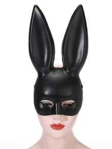 1pc Sexy Bunny Girl Cosplay Rabbit Ear Mask, Cartoon Plastic Half Face Rabbit Mask For Halloween Masquerade