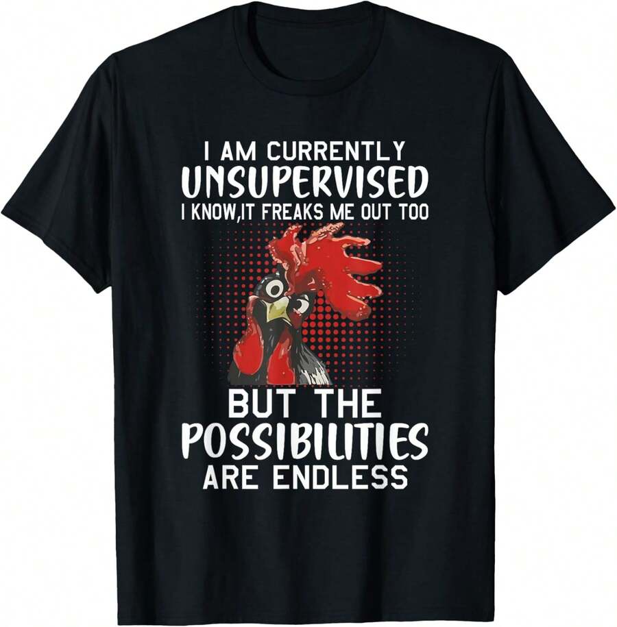 I Am Currently Unsupervised - Funny Sayings T-Shirt Small, Men's Tee - Ultra-Soft & Breathable, Daily/Active Staple - 黑色 - 查看 1