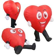 CYPNDisfraz inflable de corazón rojoDisfraz de Corazón Con Cara Sonriente disfraces inflables para adultos disfraz de Halloween de San Valentín fiesta de Navidad cosplayFashion - como en la foto - Ver 3