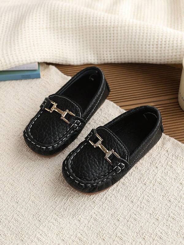 1 Pair Infant/Toddler PU Flat Shoes, Children Soft Bottom Sneakers, Retro Casual Shoes, Boys' One-Piece Loafers, Girls' Dress Leather Shoes, Suitable For Crawling, School, Outing