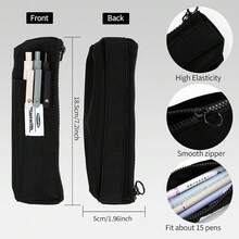 Pen Holder For Notebook, Pen Pouch For Notebook, Small Pen Holder With Adjustable Elastic Band, Slim Pencil Bag Journal Pen Holder Notebook Pen Holder, Zipper Pencil Pouch Makeup Bag - 黑色的 - 查看 5