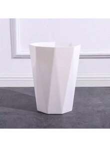 Uncovered Nordic Style Trash Can, Geometric Prism Shape, Matte Finish, Black Or White, Minimalist Design, Suitable For Office, Living Room Corner, Bedroom Bedside, Kitchen, Bathroom As A Distinctive Storage Tool, Made Of PP Material - Multicolor - View 6